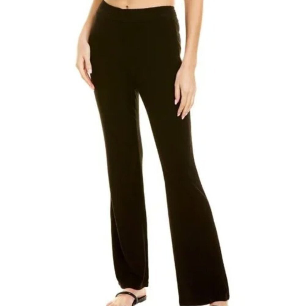 WEWOREWHAT Towel Terry Kick Flare Pants Black Women's High Rise Size Large NEW